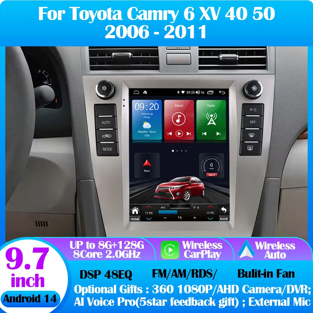 Android 14 For Toyota Camry 6 XV 40 50 2006 - 2011 9.7