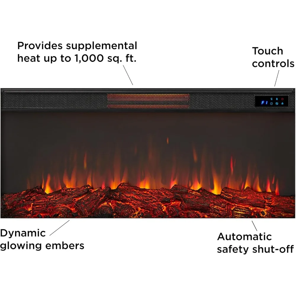 Landscape Electric Fireplace Heater with Realistic Log Flame Effect and Timer