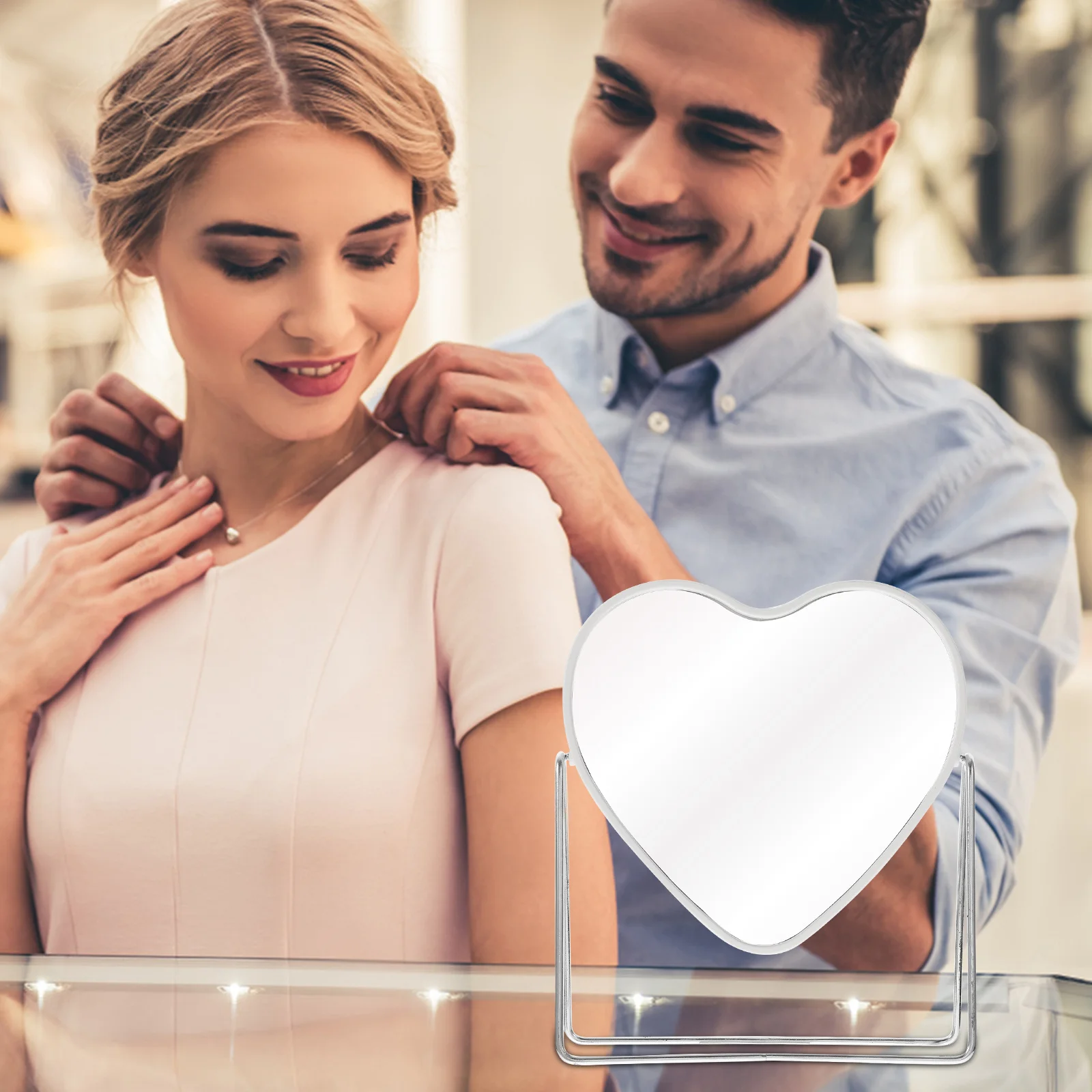 

Swivel Makeup Mirror Exquisite Craftsmanship Stable Iron Rack Desktop Vanity Mirror for Girls Bedroom Dormitory