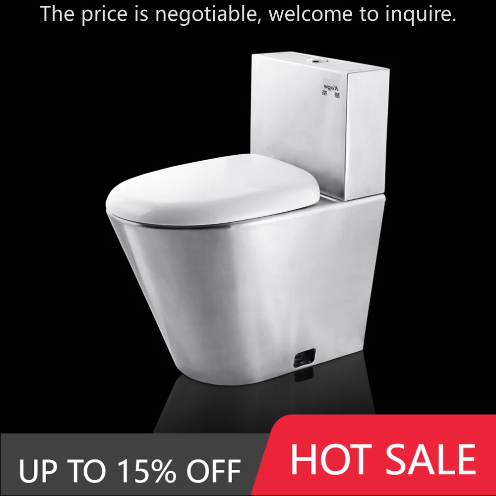 

Wholesale Customized Sanitary Wares Bathroom Toilet Public WC Two Piece 304 Stainless Steel Construction Site Toilet