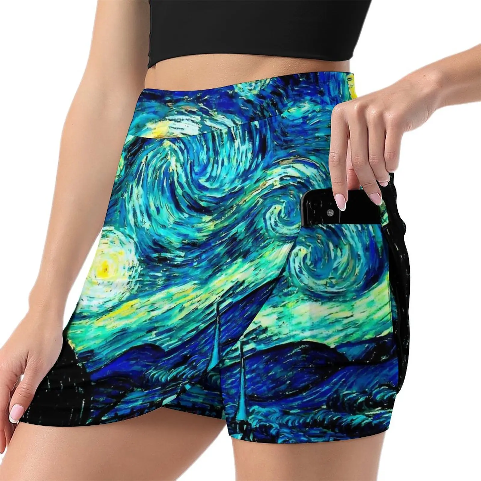 Starry Night Famous Painting Skirt Vincent Van Gogh Trendy Mini Skirts Summer High Waist Design Street Style Casual Skirt