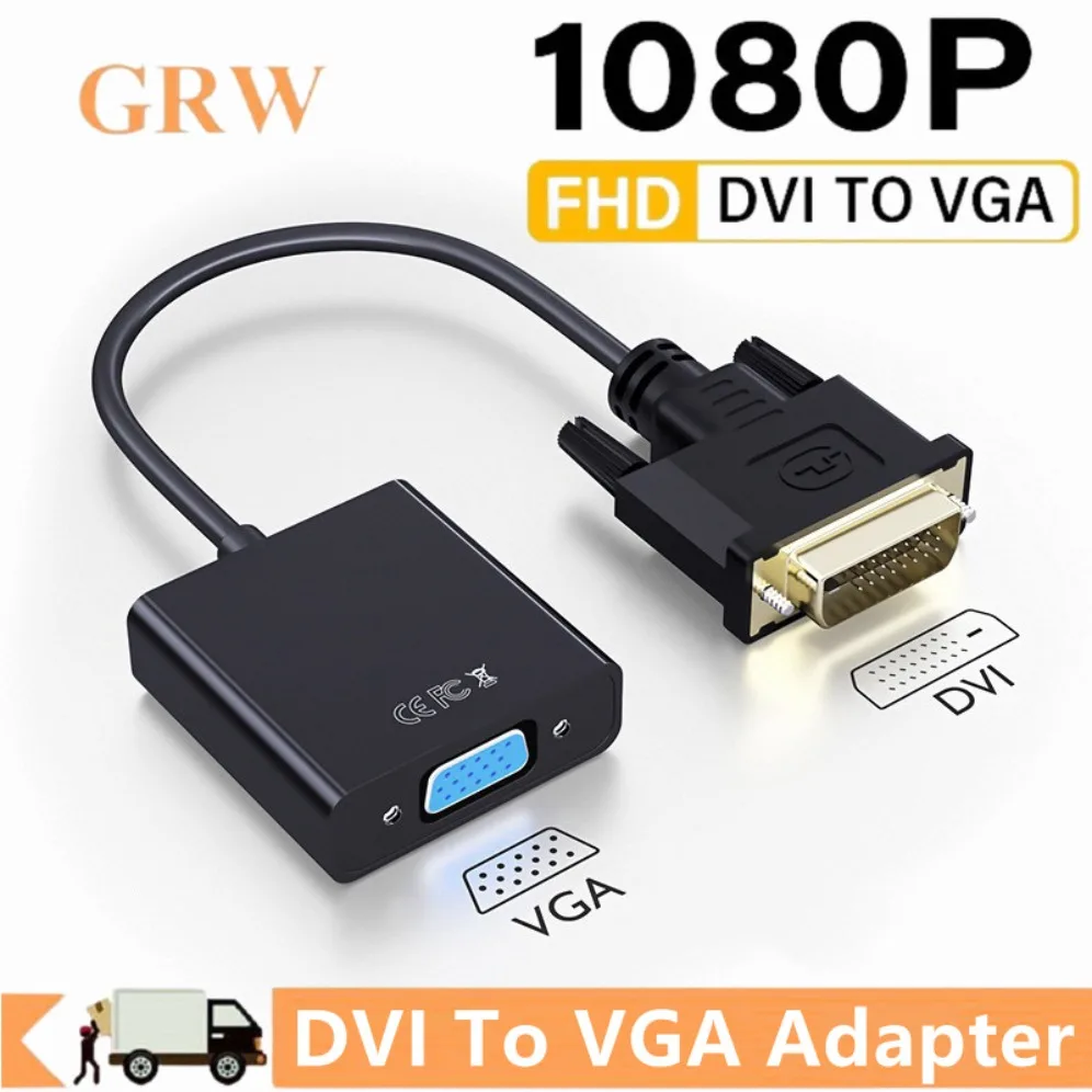 DVI to VGA Adapter DVI-D Male 24+1 pin to VGA Female Adapter Converter 1080P Video Graphics Card Converter For HDTV PC Projector