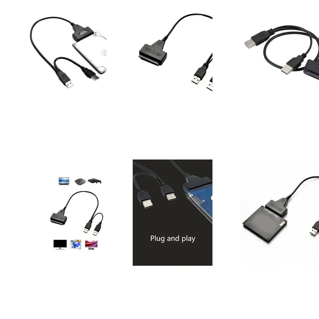 Y1ub Efisien USB ke kabel SATAS untuk menghubungkan 2.5 inci HDD/SSD ke laptop, termasuk port daya untuk drive yang lebih