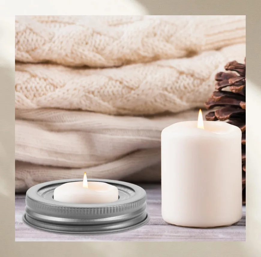 

1 Mason Jar Candle Lid Making Kit Candle Holder Metal Stainless Steel Tea Light Holder DIY Wedding Centerpiece Art Home