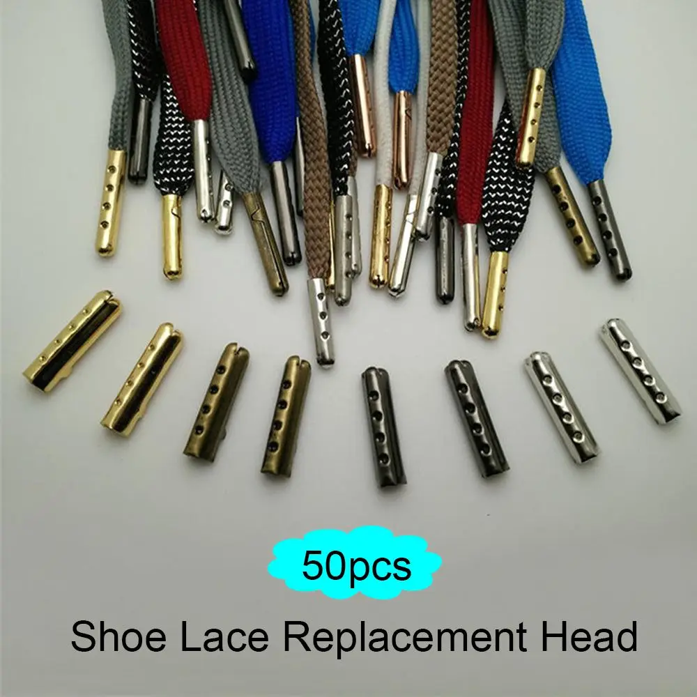 50pcs Shoes Accessories Diy Shoelaces Repair Tips Unsex Women Man Shoe Lace Replacement Head