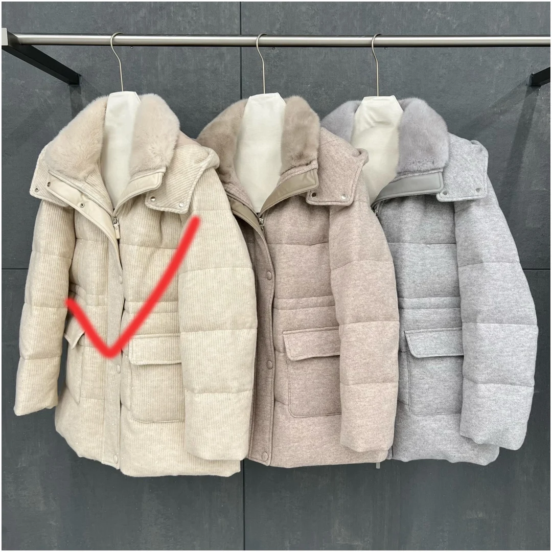 2026 Winter New High-Quality Fashionable Women'S Cardigan Wool Retro Style Classic Down Jacket
