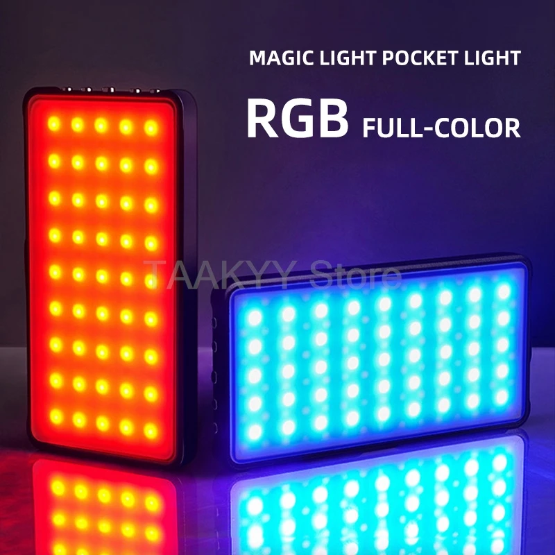 

14W Pocket RGB Fill Light Camera Light Full Color 135 LEDs HSI Mode USB-C Rechargeable 1560LM For Photography Filmmaking Travel