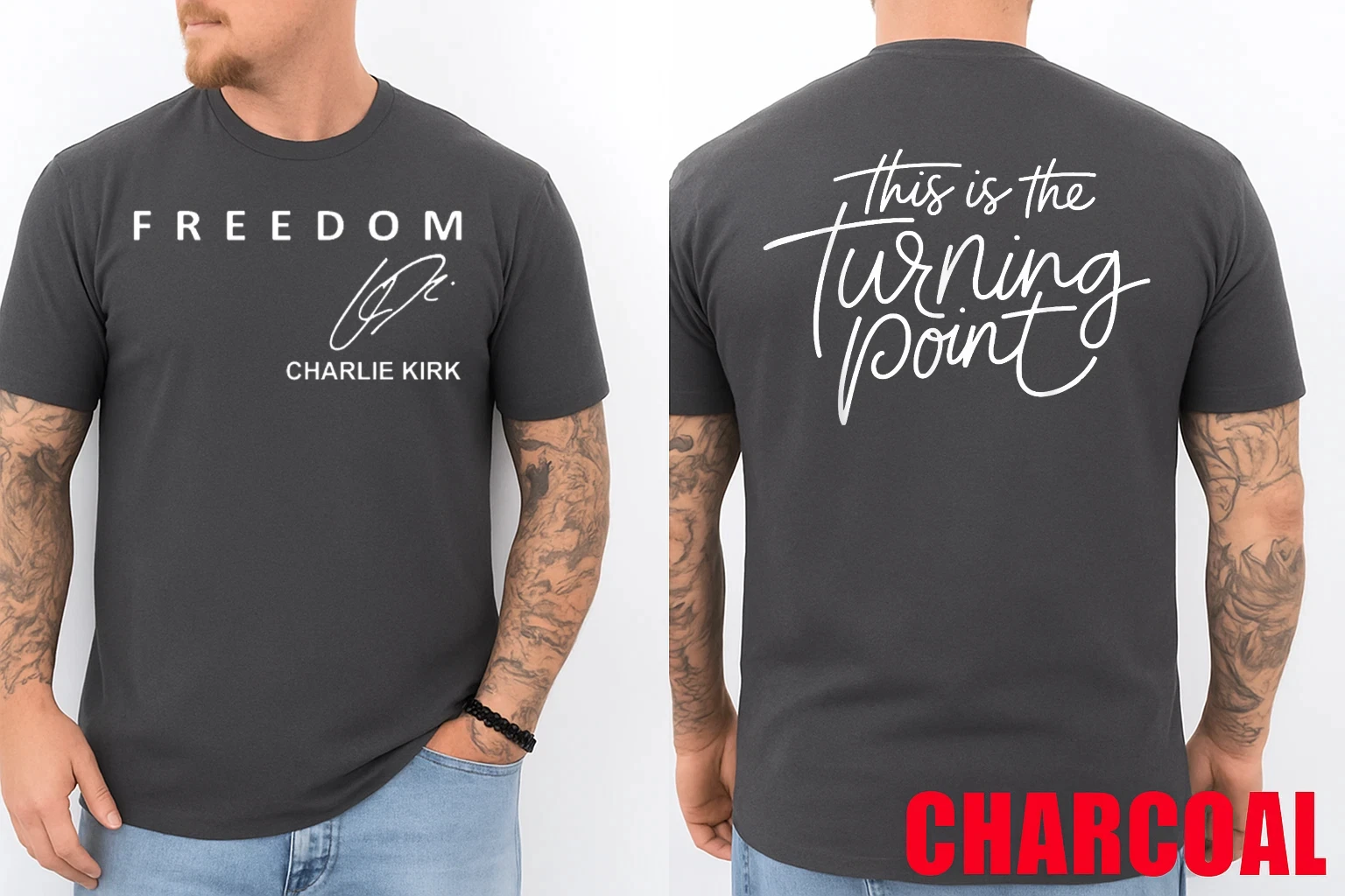 

Футболка Charlie Kirk Memorial Freedom с двумя сторонами — патриотическая точка переворачивания США, элитная роскошь для мужчин и женщин