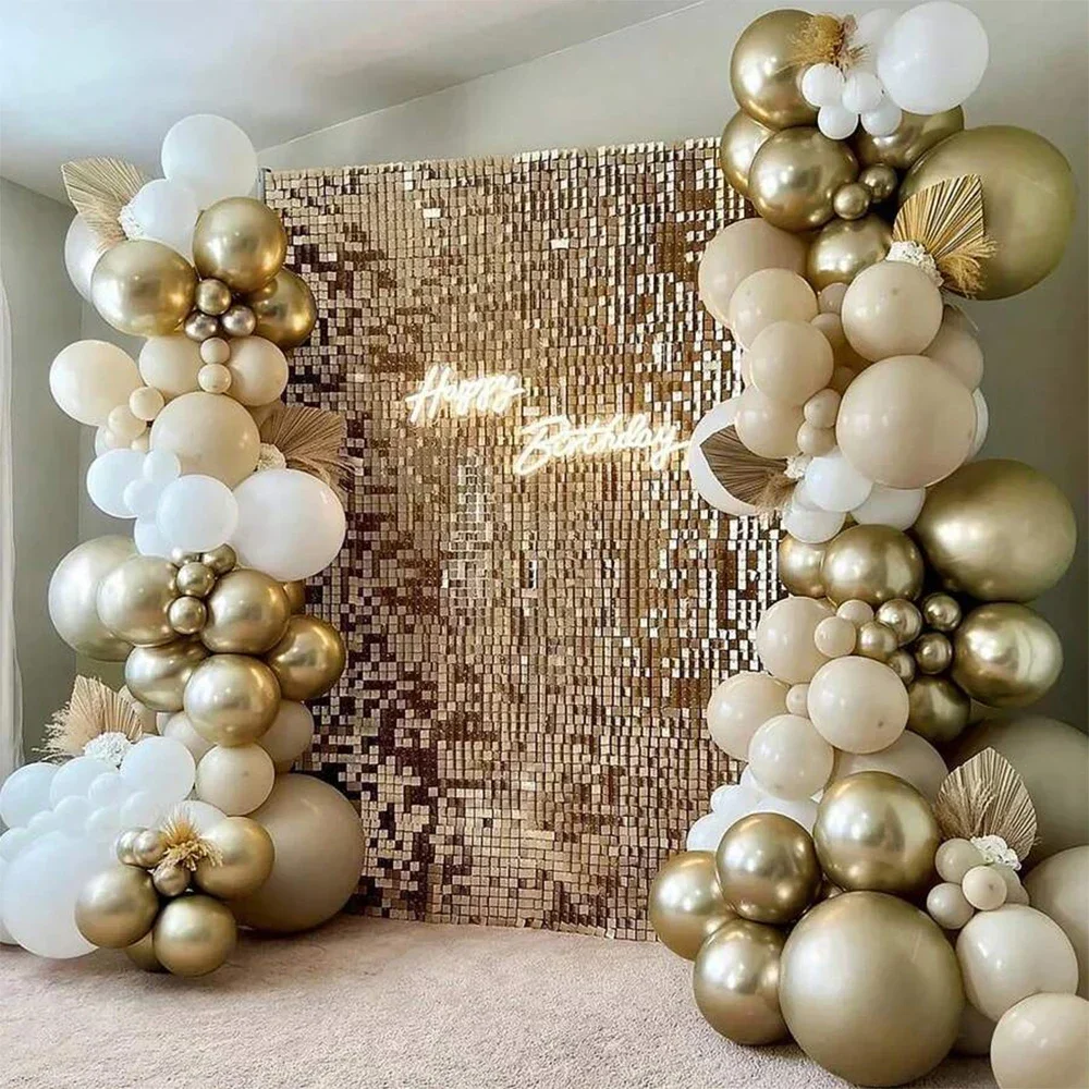 114-teiliges Premium-Ballon-Girlandenbogen-Set aus weißem und goldenem Latex – elegante Hochzeits-Party-Dekorationen für Zeremonienhintergründe, Empfang – Detail 4