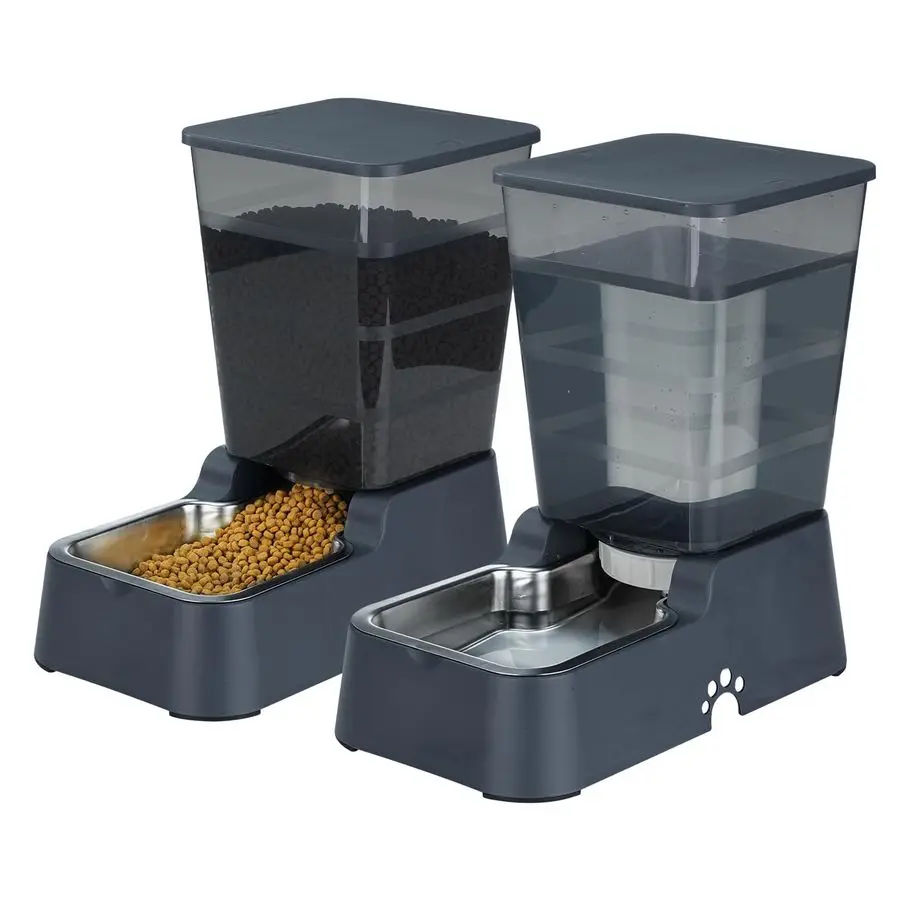 

Автоматическая поилка для животных 5.4 л (1.4 галлона), гравитационный дозатор воды из нержавеющей стали, большая емкость, миски для кормления кошек и собак