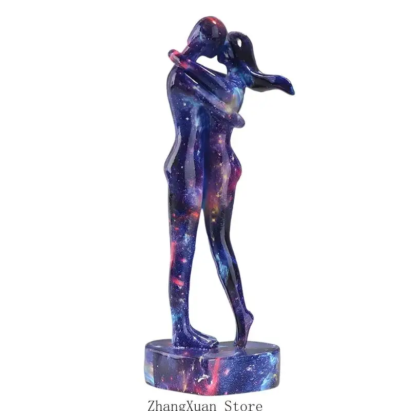 Liebhaber umarmt Statue künstlerische Harz Kuss Paar Skulptur mit Basis Home Desktop Dekoration Geschenk für Hochzeitstag 3XUF – Detail 2