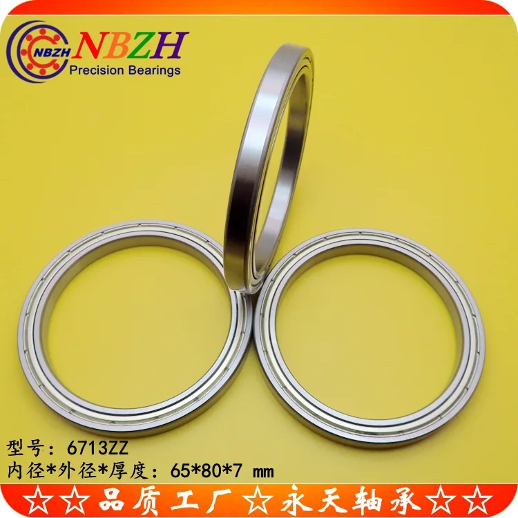 NBZH 10PCS bearing steel or stainless steel ultra-thin bearing 61713 6713ZZ 6713-2RS 65*80* 7MM