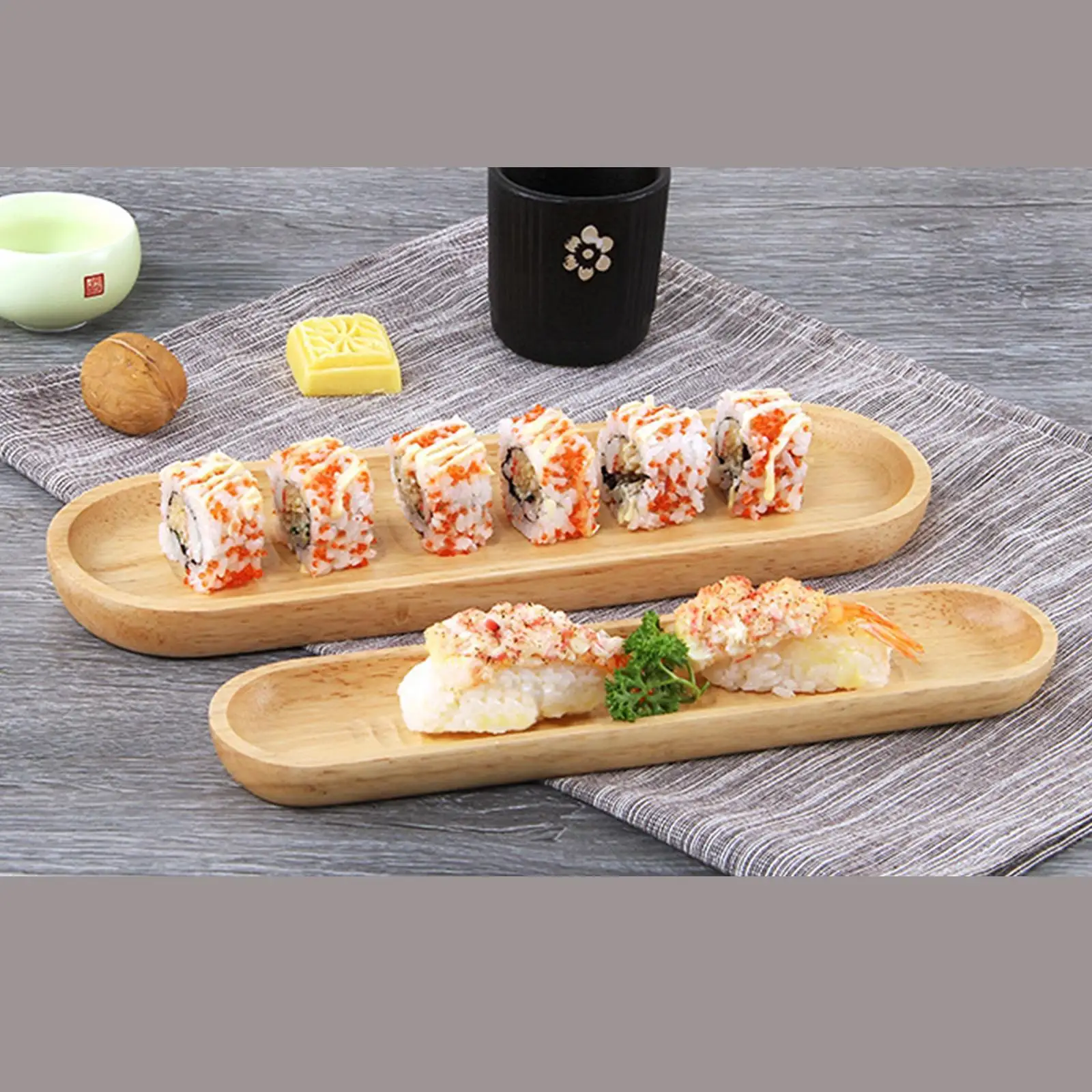 Sashimi Sushi Plate Sushi Tray Wood Dessert Tray,Rectangle Multifunctional Serving Board, Serving Platter for Home Restaurant