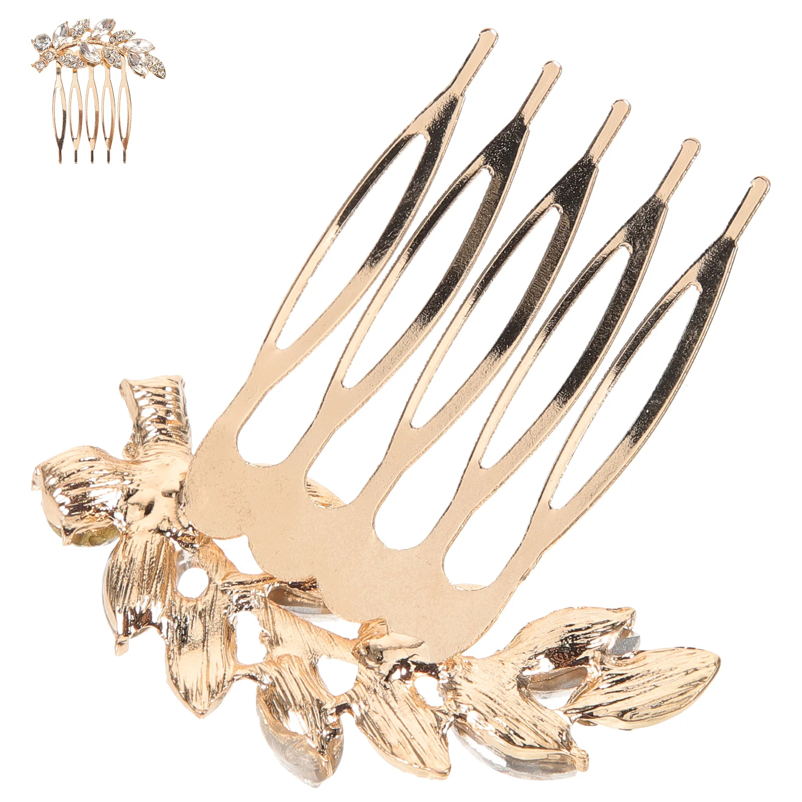 

Golden Leaf Rhinestone Hair Comb for Bridal Wedding Women Side Hairpiece Jewelry Accessories Party Dance Photo Props 1PC