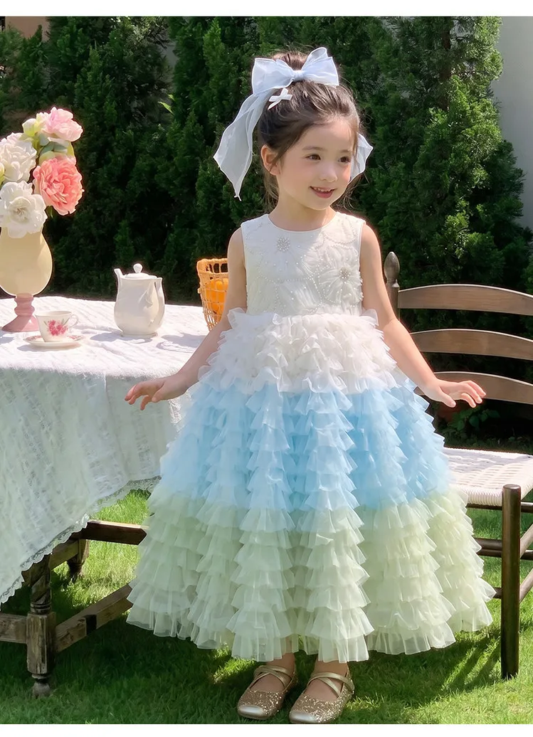 

2026 New Baby Summer Girls Boutique Mesh Tutu Vest Dress, Princess Kids Sweet Fashion Party Dress 3-8 T