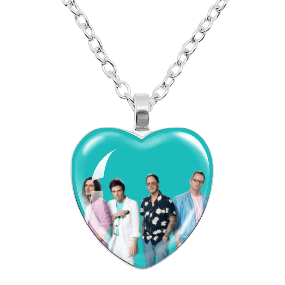 Pop Rock Band Weezer1994 Album Cover Band 25mm Glass Heart-Shape Pendant Necklace Charm Jewelry Accessories Fans Gift