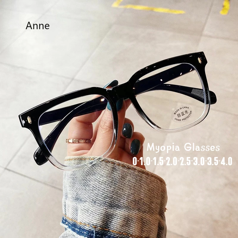 Large Transparent Finished Myopia Glasses for Women Ladies Fashion Near Sight Prescription Glasses Luxury Minus Diopter Eyewear