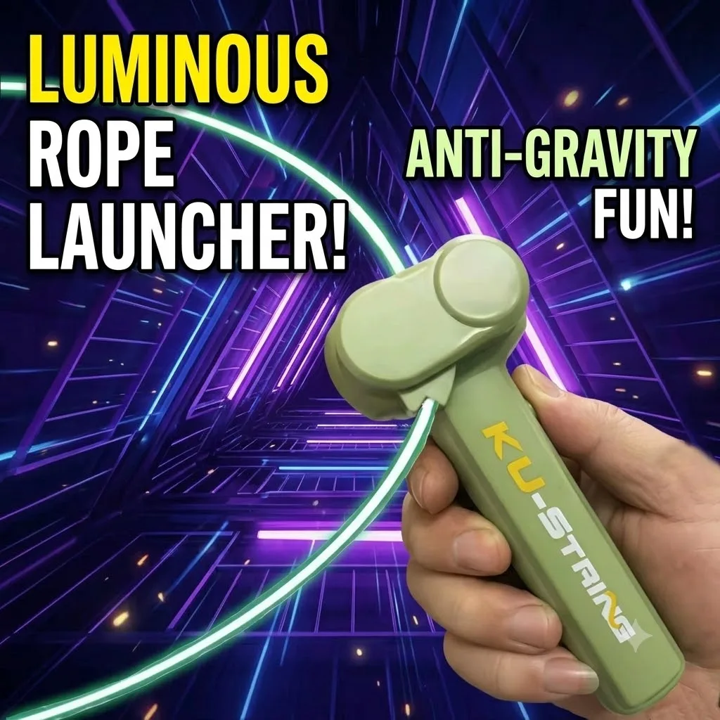 Glow-in-the-Dark Rope Launcher Toy for Kids and Adults, Rechargeable LED Luminous String, Handheld Stress Relief Game Gift Fun