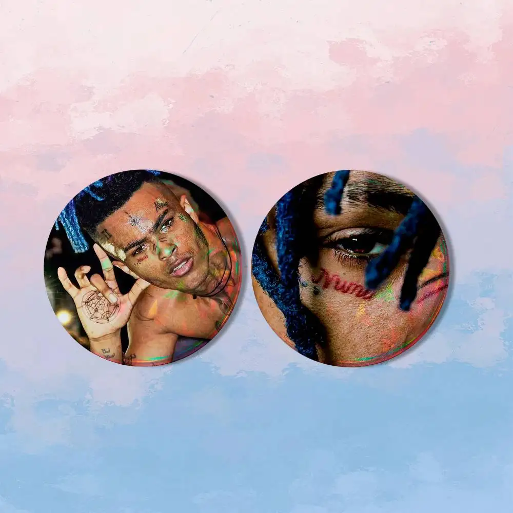 X-XxxtentacionS 2 piece set Badges On Backpack Jacket Cartoon Round Brooches Acrylic Button Pins Collection Gifts