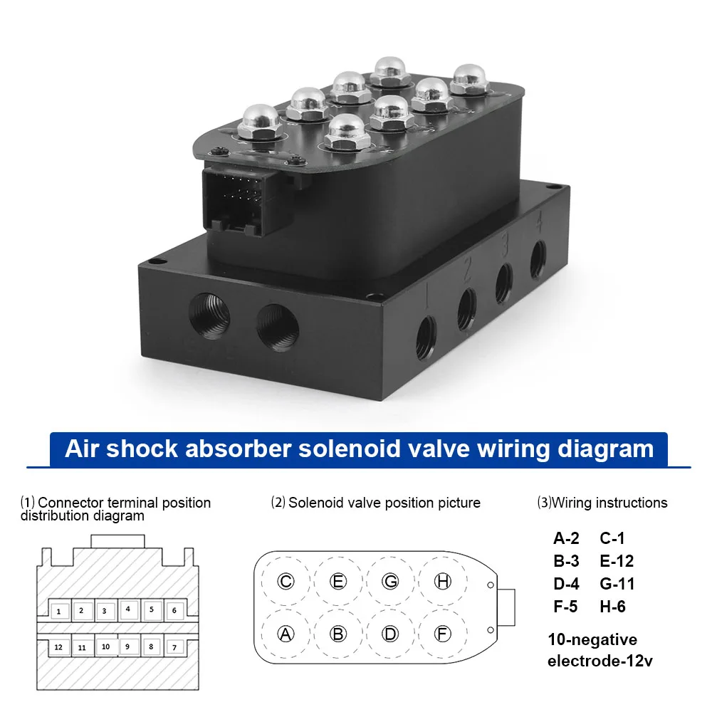 12V Solenoid Valve Air Ride Suspension Manifold Valve 0-200psi/0-300psi Pneumatic Shock Absorber For Auto Fast Control fbss