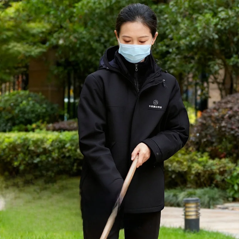 

Thiened One-Piece Fce-Lined Cotton Jaet for Proper Cleaning Winter orm Workwear Hotel Housekee orm