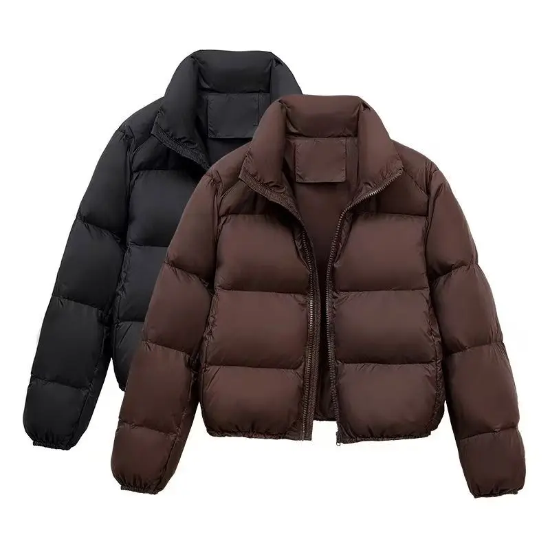 

Solid Color Short Women's Top for Autumn and Winter Fashionable Thick Warm Zipper Casual Cotton Jacket