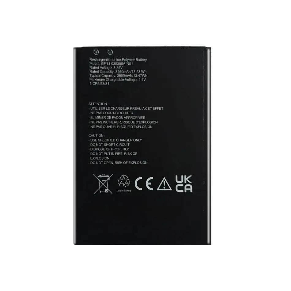 3500mAh Prolonged Performance Pda Handheld Terminal Barcode Scanner Battery For Mobiwire GF-LI-035385A-N01
