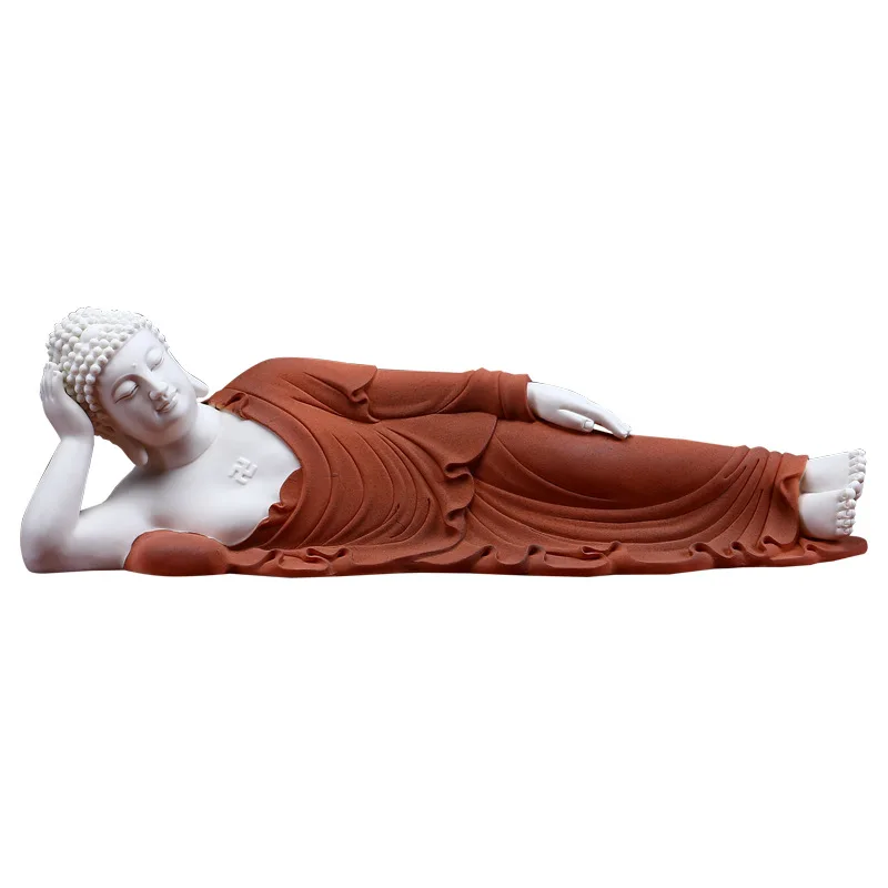 Ceramic white porcelain Buddha statue ornament, town house feng shui crafts