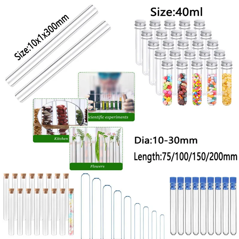 10pc Borosilicate Glass Round Bottom Tubes Clear Glass Test Tubes for Experiments Decorations Plant Propagation and Holiday Gift