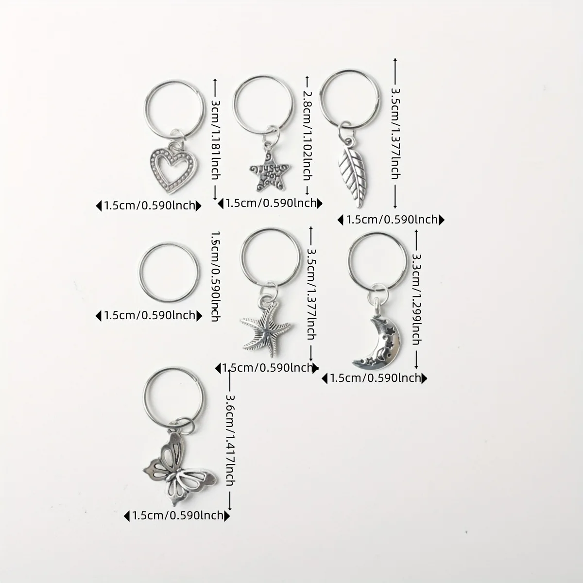 22PCS/bag Dreadlocks Wig Hair Rings Hair Accessories DIY Pendants Hollow-Out Heart Charms for Decoration