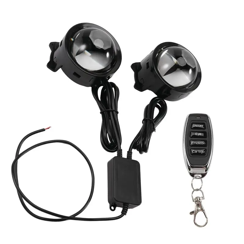 【AC77 Top !! 】Universal 3 Inch LED Lens 12V Car Headlight Cool Lamp Devil' S Eyes Dynamic 33 Mode Remote Controller Ambient