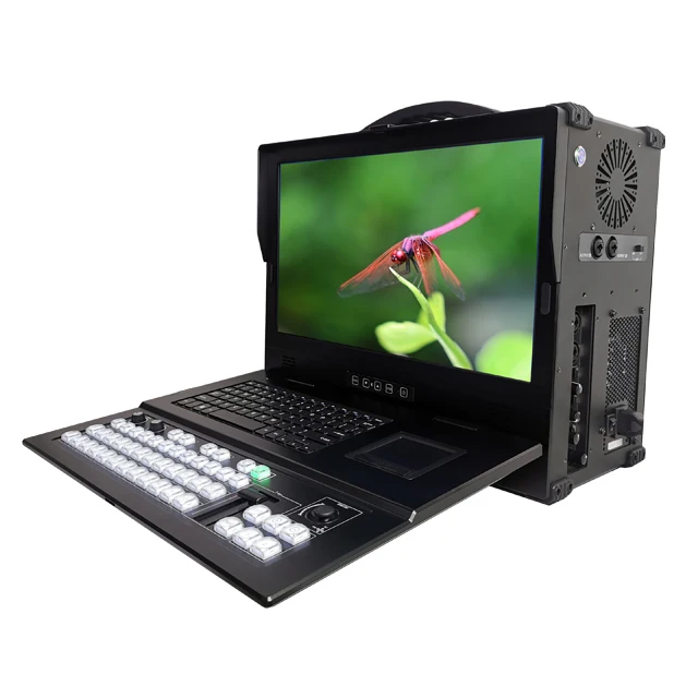 Pro Manufacture's Wireless TV Signal Transmission Live Streaming Equipment With Full HD Display And Integrated Switcher Keyboard