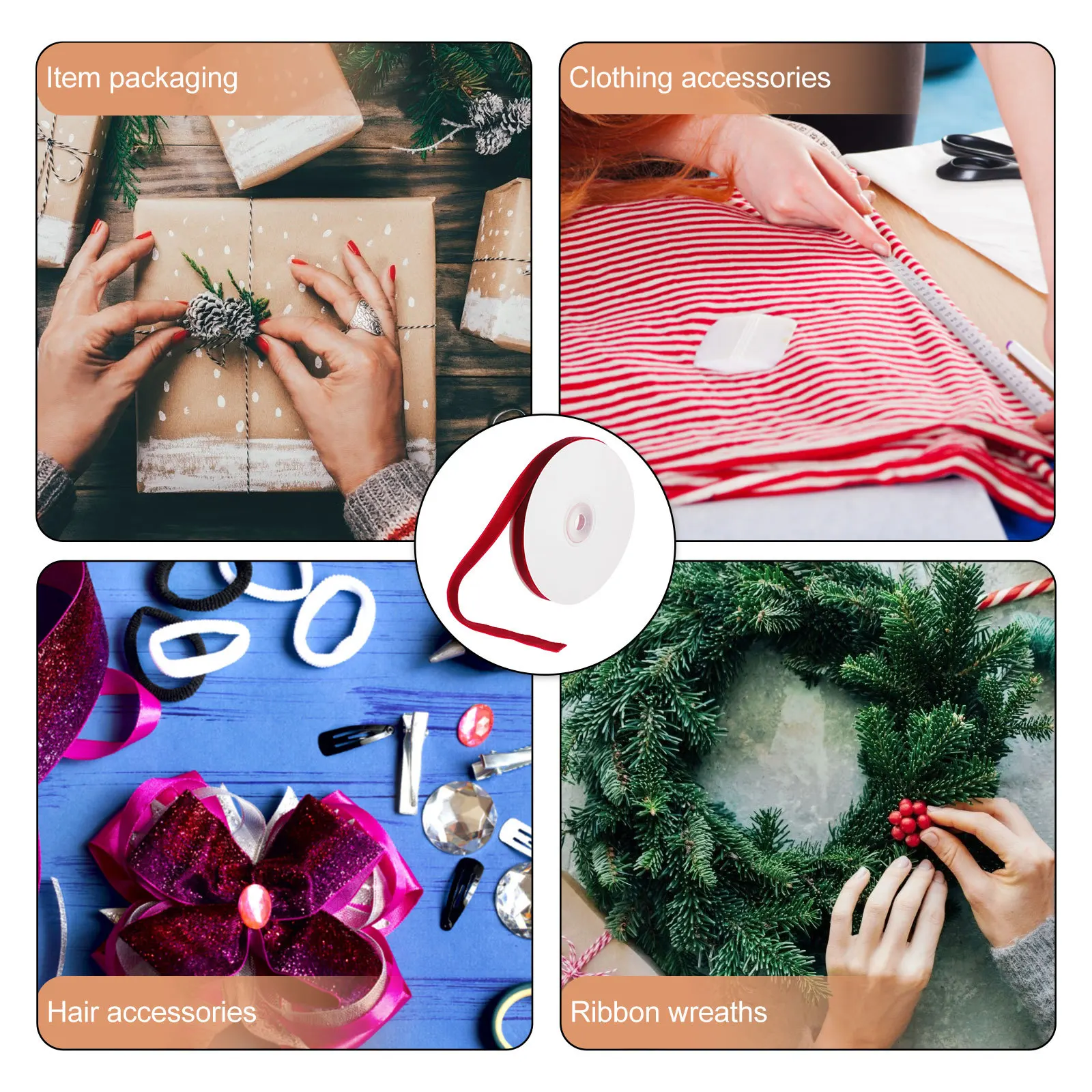 

1 Roll Diy Packaging Ribbon Cuttable Gift For Christmas Party Present Craft Bowknot Home Accessory Festival Packing