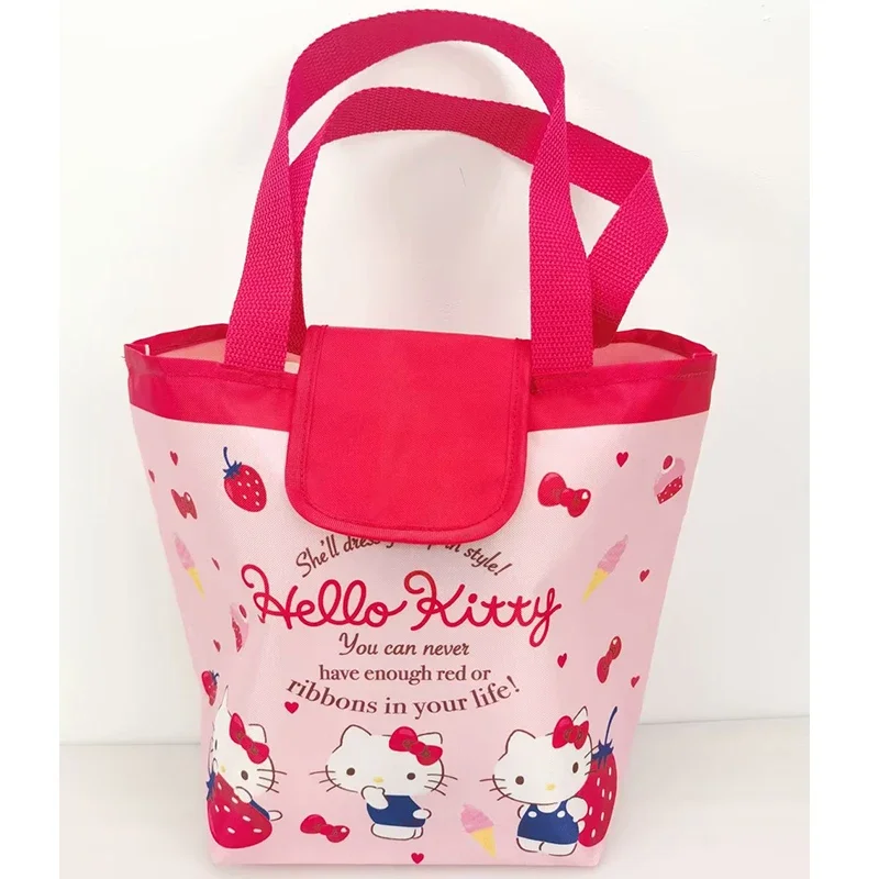 Sanrio Hello Kitty My Melody Kuromi Handbag Canvas Cartoon Large Capacity Girl Heart Portable Tote Bag Kawaii Lunch Storage Bag