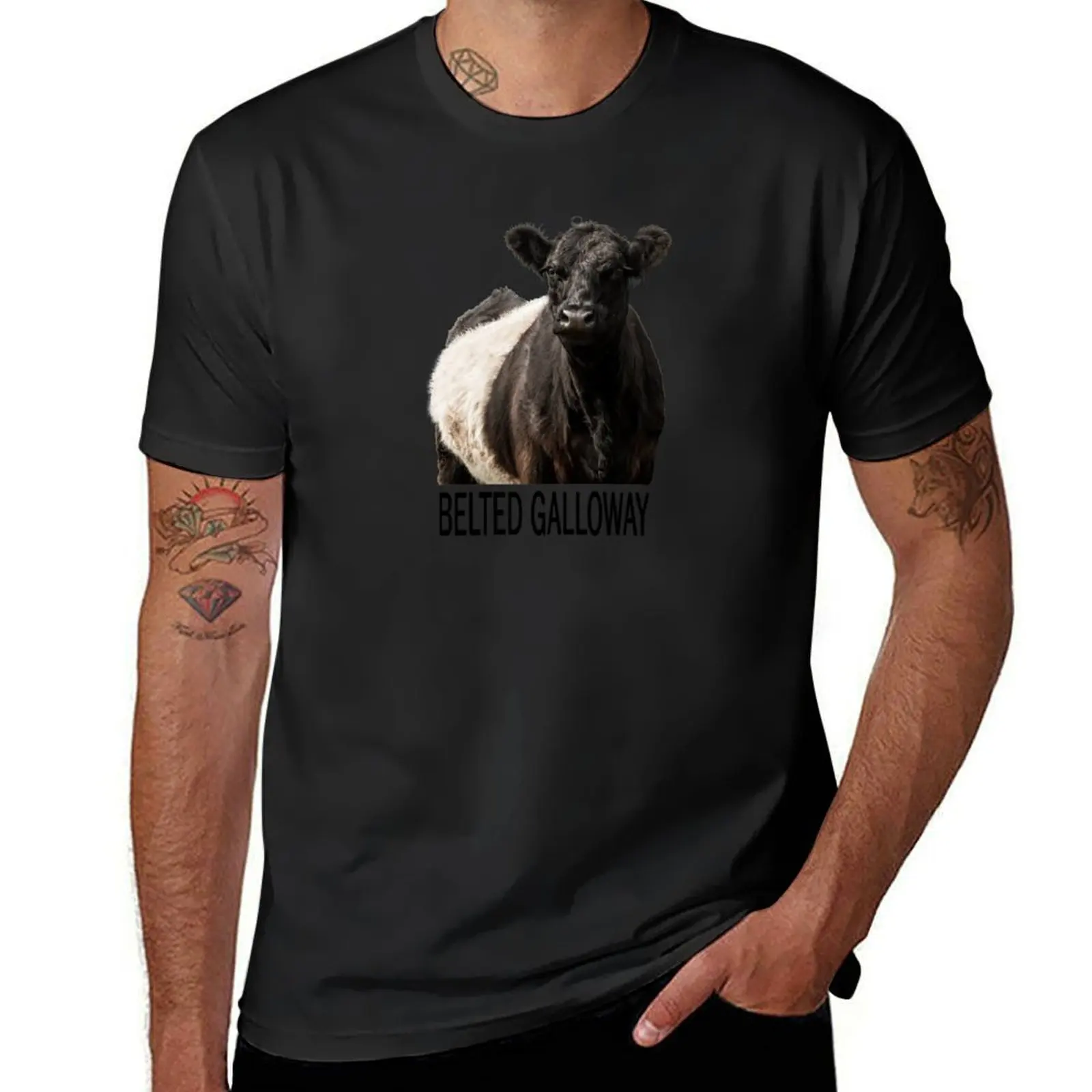 

Belted Galloway Cow Portrait with Text T-Shirt cheap stuff valentines clothes designer shirts shirts graphic tee men