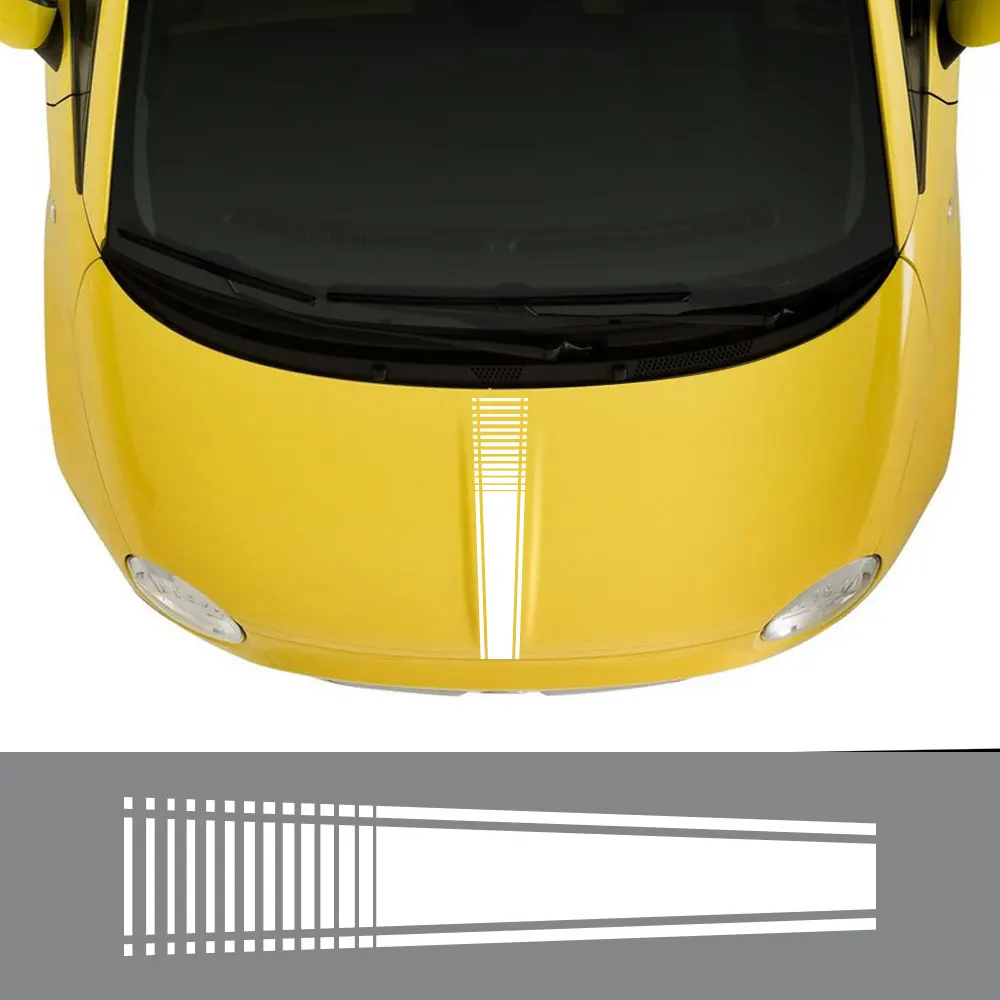 Hood Bonnet Vinyl Stripe Stickers for Fiat 500 Abarth DIY Car Styling Decals, Tuning Decoration Accessories for Auto Enthusiasts