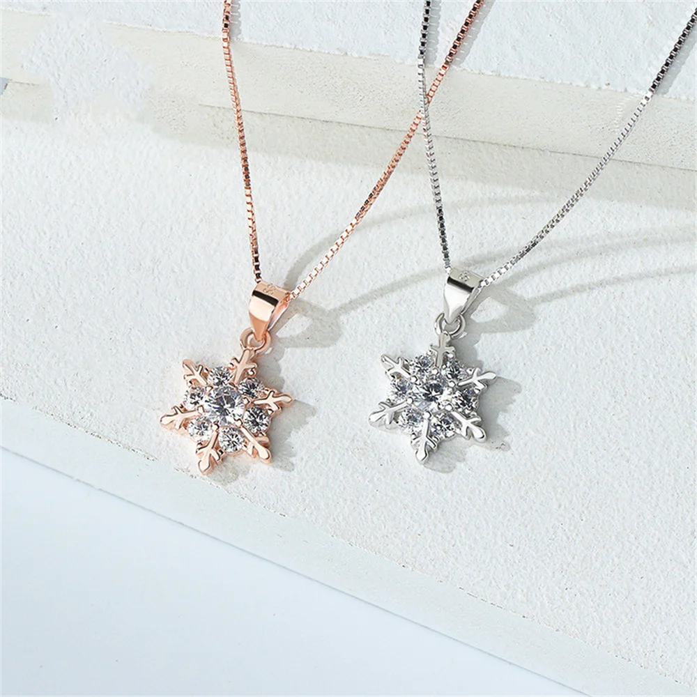 

Korean S925 Necklace - Snowflake Full Zircon, Minimalist Luxury, Snowy Collar