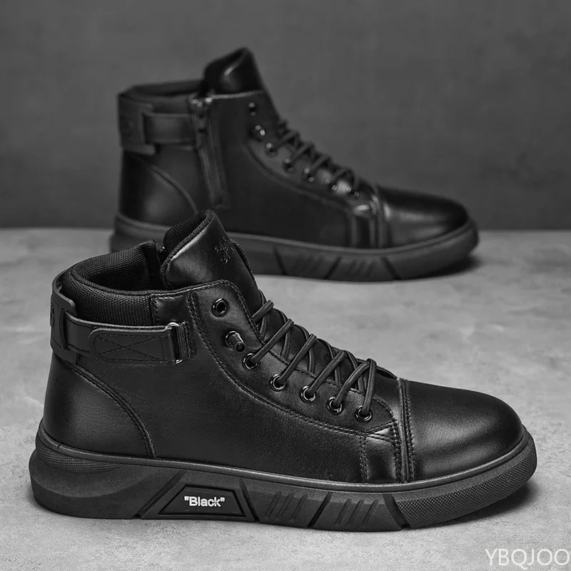 New spring autumn simple comfortable high top men's shoes casual trendy versatile retro warm cotton shoes - view 4