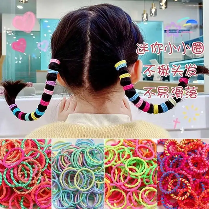 

100pcs Girls Colorful Nylon Small Elastic Hair Bands Children Ponytail Holder Scrunchie Headband Rings Kids Hair Accessories