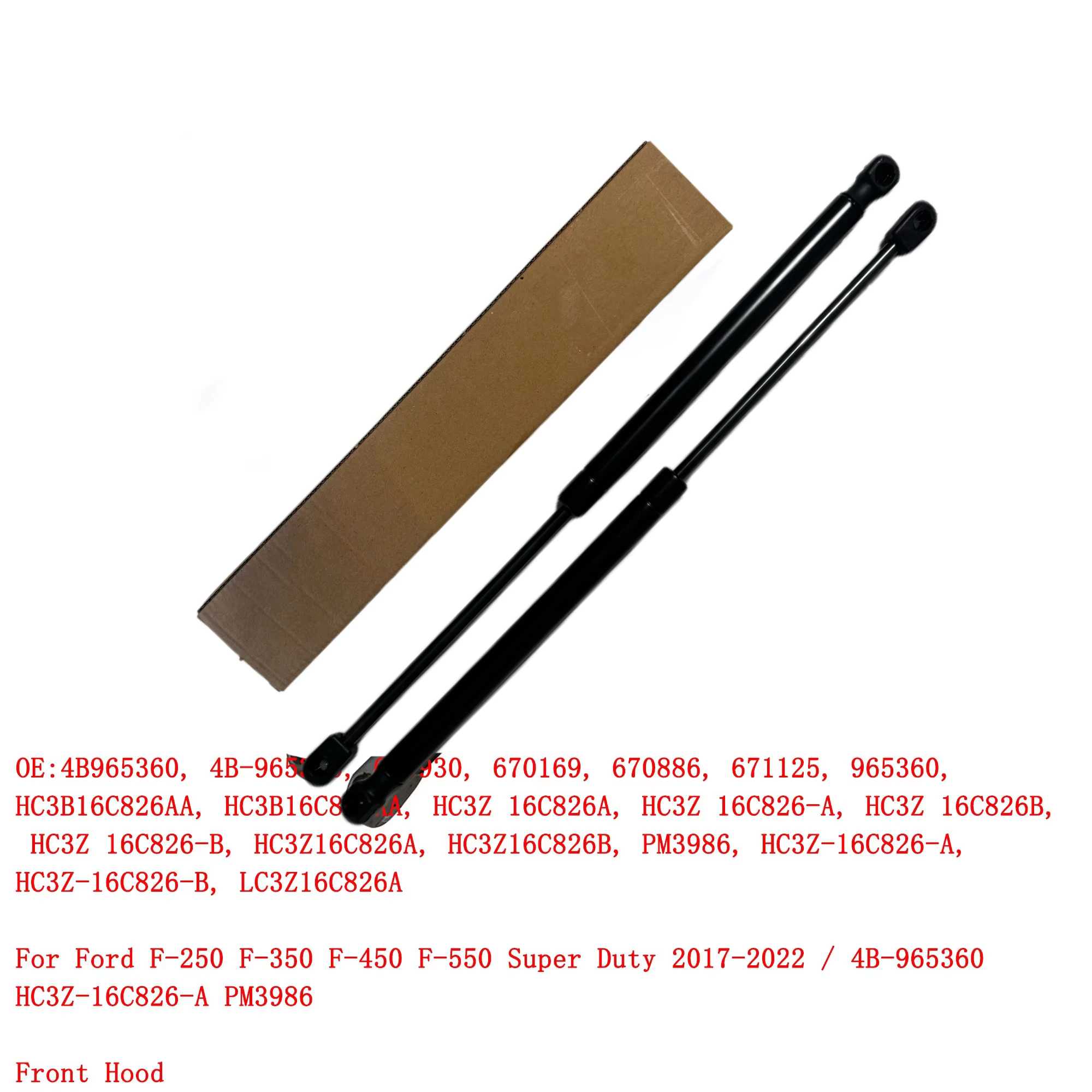 2Pcs Hood Lift Supports  Struts for Ford F - 250 F - 350 F - 450 F - 550 Super Duty 2017 - 2022 / 4B - 965360 HC3Z16C826A PM3986