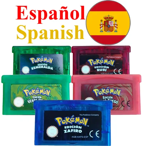 Spanish Versions Pok é mon GBA Game Cartridge - Emerald FireRed LeafGreen Ruby Sapphire 32 Bit Game Collection Classic Game Card