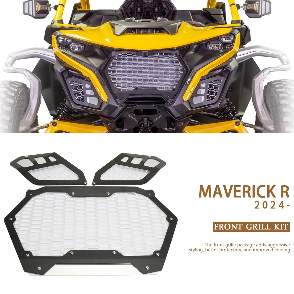 

MAVERICK R 2024 2025 New Front Grill Kit Black Radiator Guards Set UTV For Can-Am maverick R Maverick R