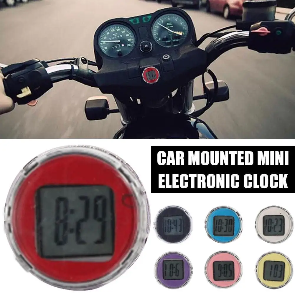 Mini impermeável motocicleta bicicleta Sticky Digital Display relógio, Carro montado relógio eletrônico, Auto acessórios interior do carro