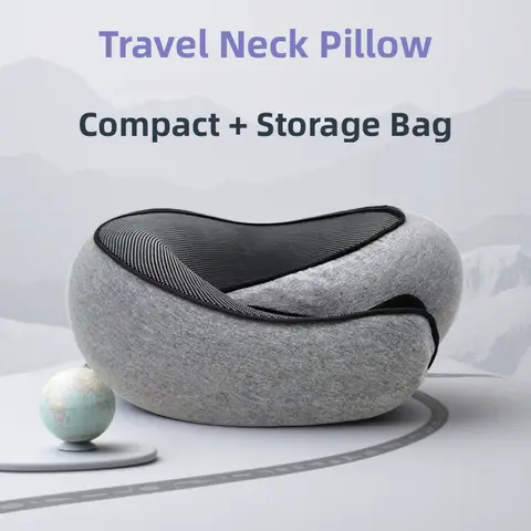 Travel Neck Pillow Memory Foam U-shaped Pillow Snail Style Travel Neck Support Portable Adjustable Soft Noon Break Sleep Pillows