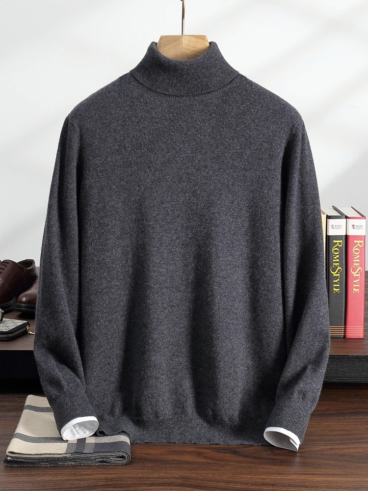 

Новинка 2024 года, мужская водолазка, 100% кашемировый свитер, осенне-зимний базовый вязаный пуловер, однотонный элегантный повседневный мужской костюм, топ