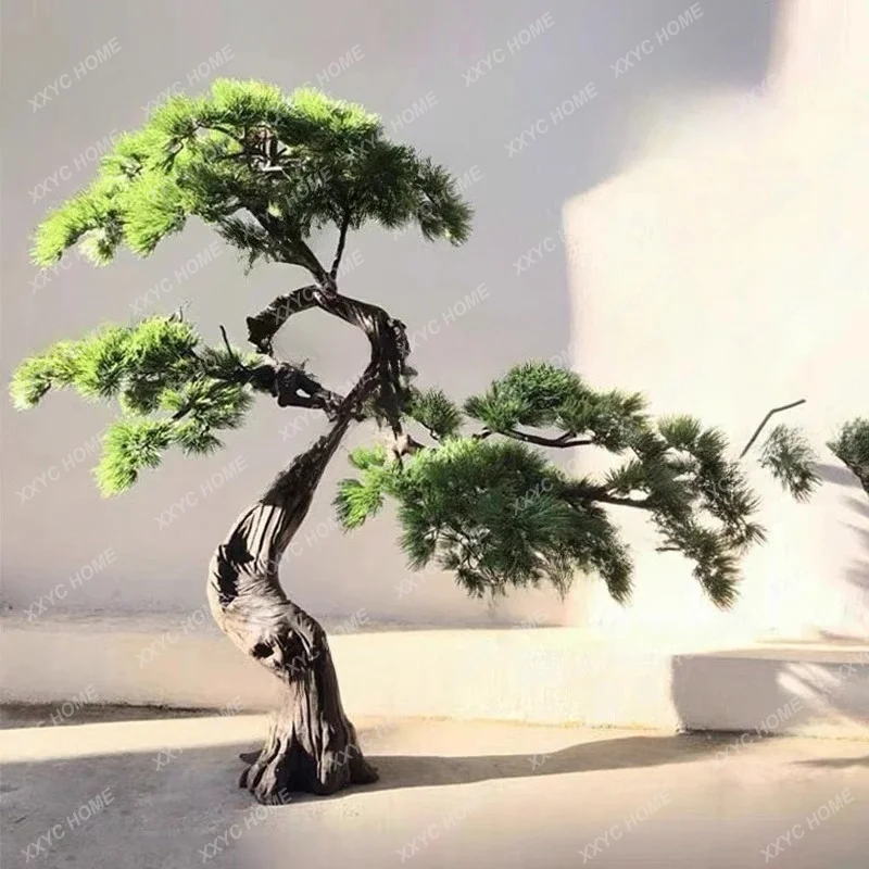 Large-scale simulation, Luo Hansong bonsai dry landscape garden, pine tree simulation welcome pine fake tree