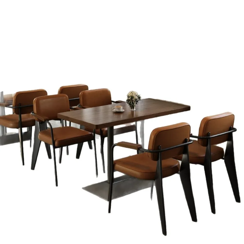

Solid wood American retro dessert shop Western restaurant dining table and chair combination