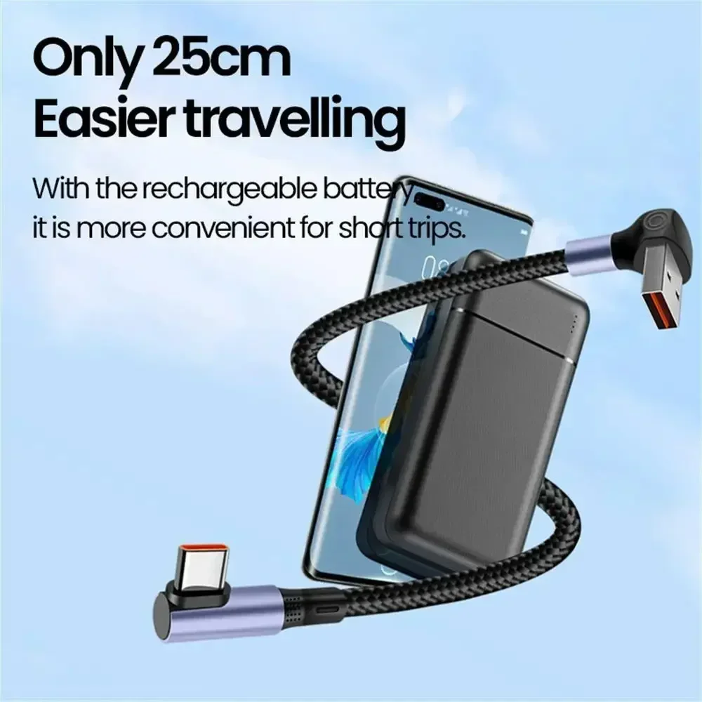 0.25 متر/0.5 متر 66 واط قصيرة USB C كابل مزدوج الكوع USB C إلى نوع C كابل شحن سريع آيفون 15 16 سامسونج كابل بنك الطاقة