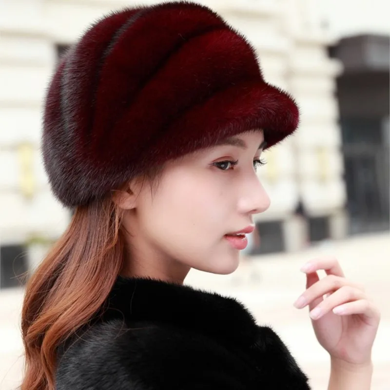 Real fur cotton ear old baseball leather casual hat