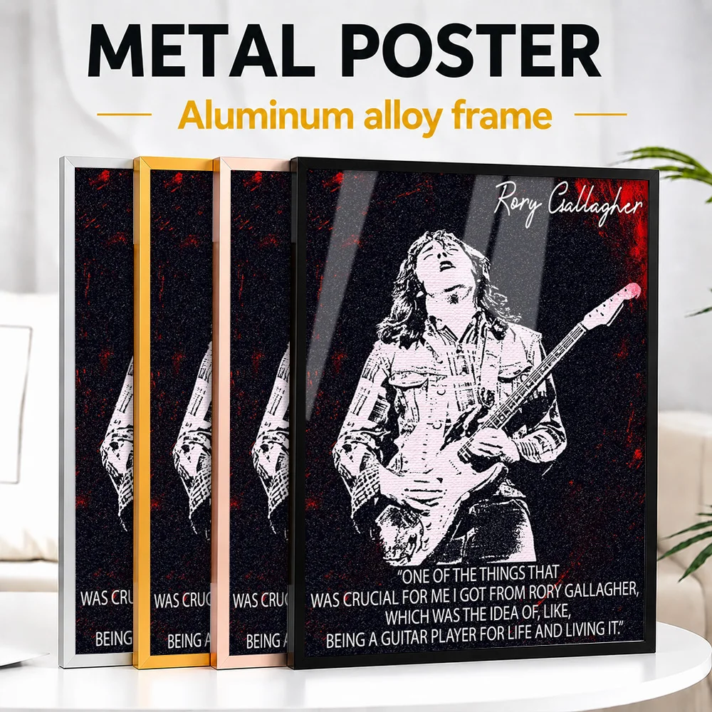 Rory Gallagher Framed Aluminum Metal Poster Customized Recording Tribute Wall Art Perfect Within Studio As Music Enthusiasts